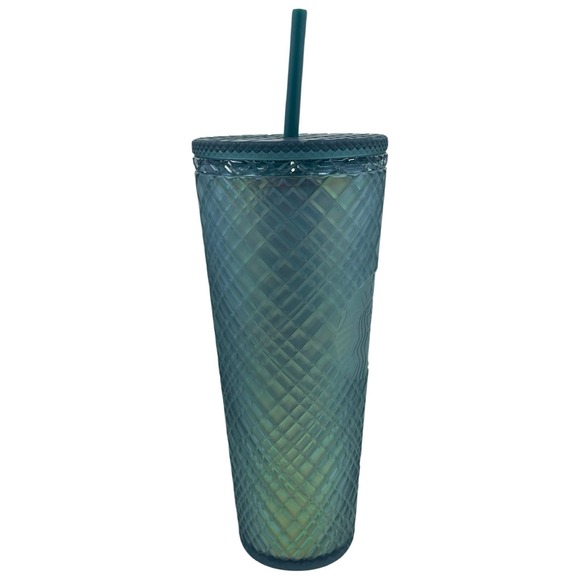 NWT Starbucks Peacock Jeweled Soft Touch Green Tumbler Cup Fall 2023 Venti 24 oz - Picture 4 of 8